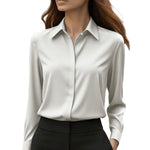 Blouse femme à col chemise et manches longues