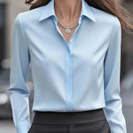 Blouse femme à col chemise et manches longues