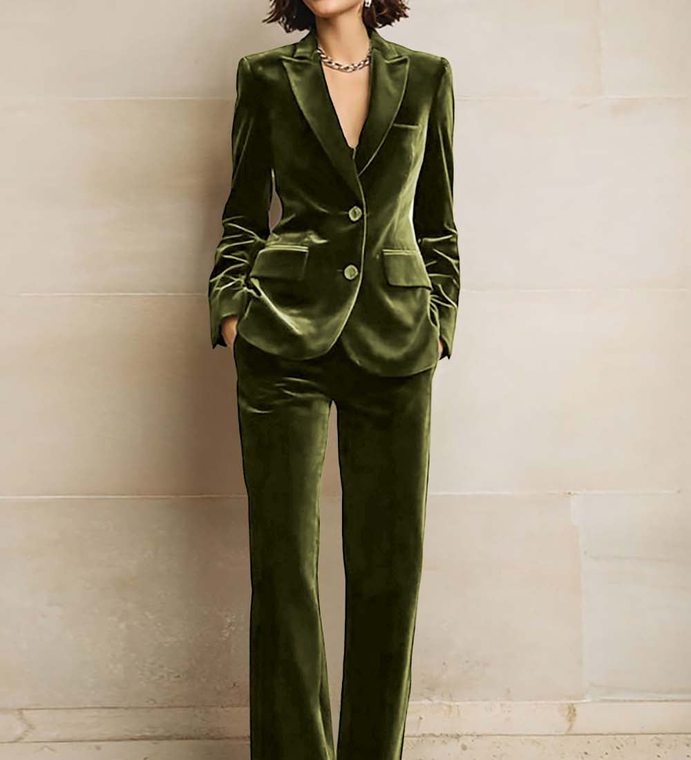 Tailleur pantalon femme avec blazer à revers en pointe