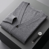 Herre cardigan med V-hals, knapper og lange ærmer
