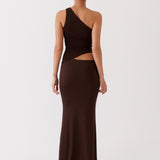 Kjole med one shoulder – Lang stil med cut-out