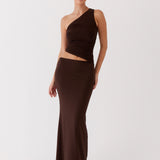 Kjole med one shoulder – Lang stil med cut-out