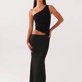 Kjole med one shoulder – Lang stil med cut-out