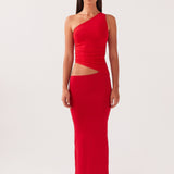 Kjole med one shoulder – Lang stil med cut-out