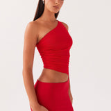 Kjole med one shoulder – Lang stil med cut-out
