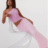 Kjole med one shoulder – Lang stil med cut-out