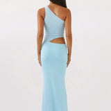 Kjole med one shoulder – Lang stil med cut-out