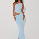 Kjole med one shoulder – Lang stil med cut-out