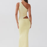 Kjole med one shoulder – Lang stil med cut-out