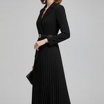 Robe blazer femme midi plissée avec ceinture