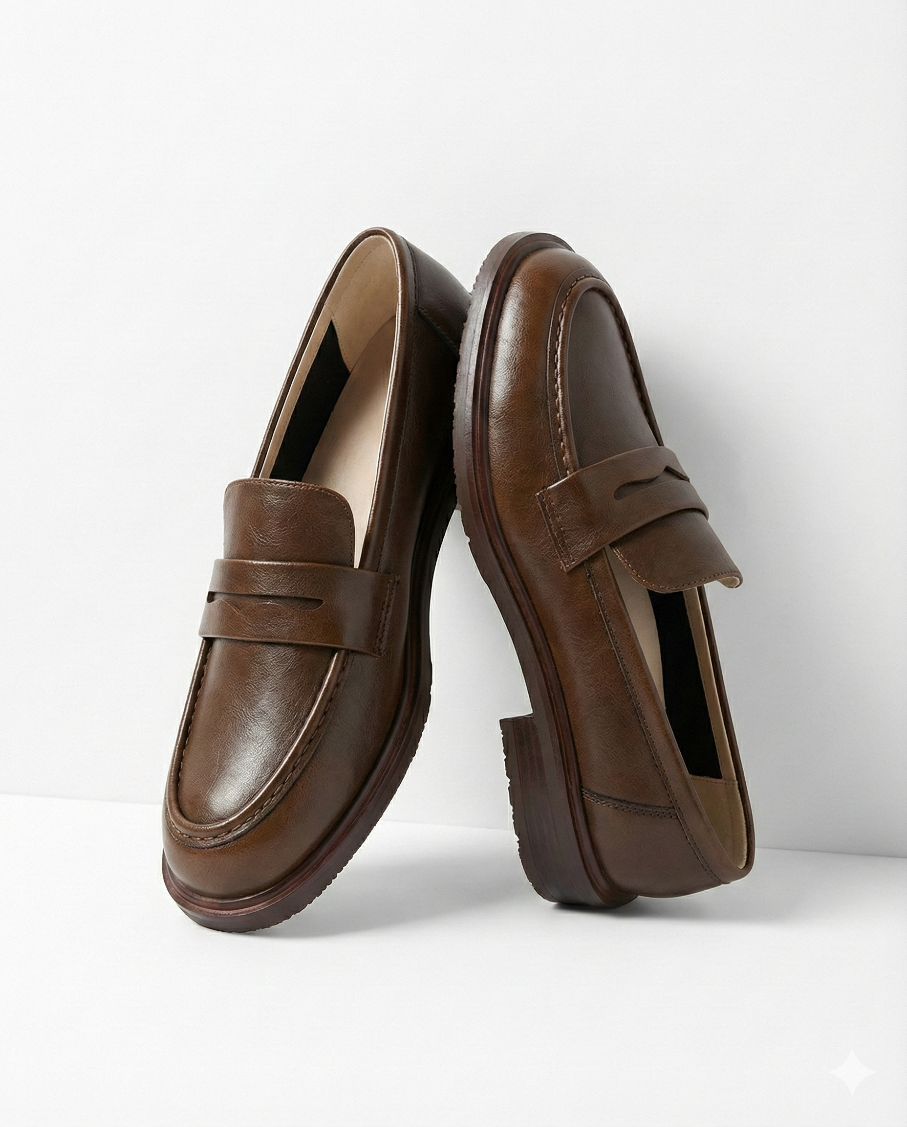 Dame loafers med pennyrem, rund tå og lav hæl