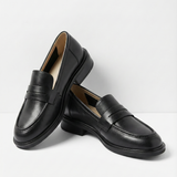 Dame loafers med pennyrem, rund tå og lav hæl