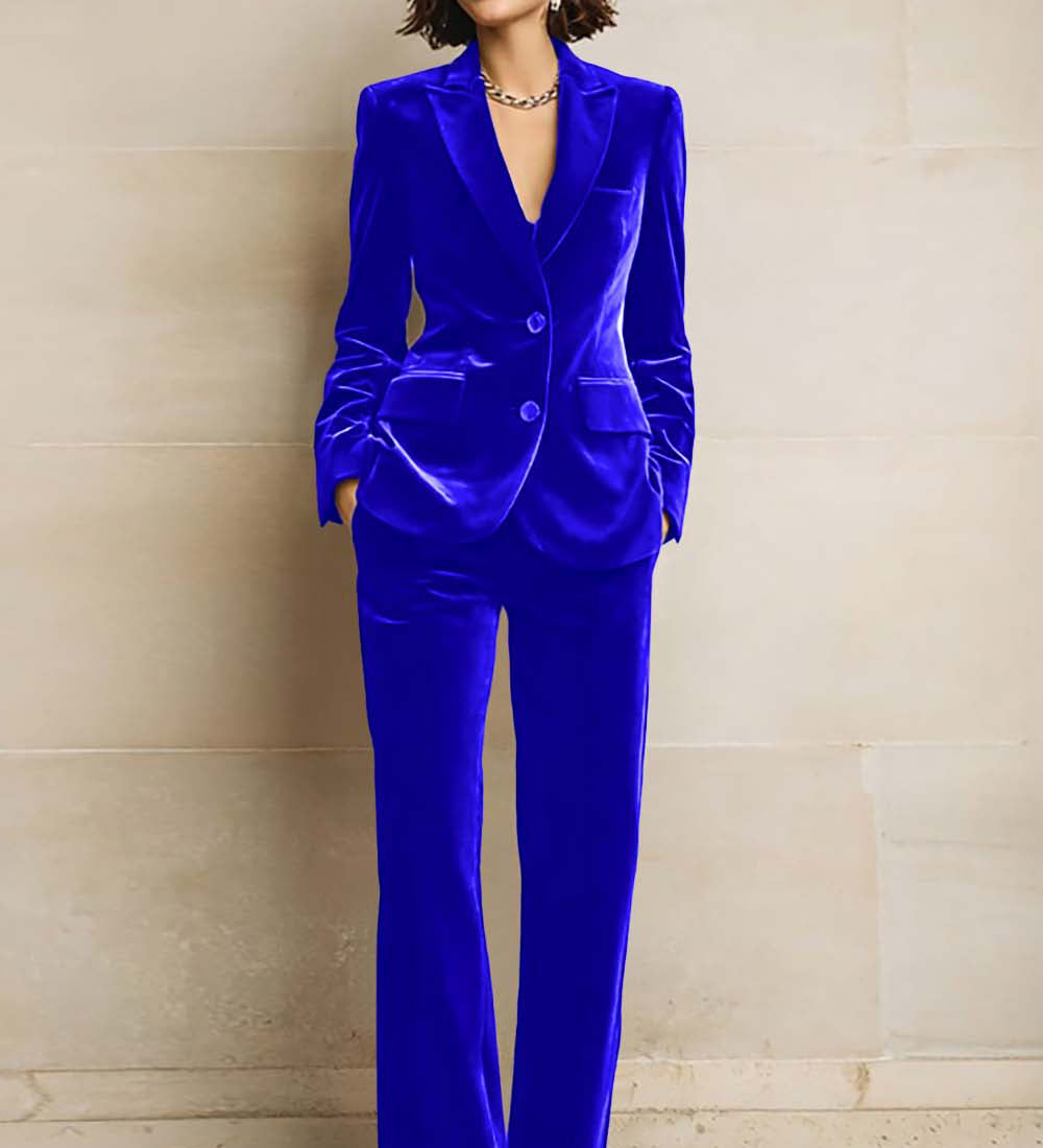 Tailleur pantalon femme avec blazer à revers en pointe