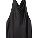 Satin Halterneck Top med Korsetdetalje – Åben Ryg Sommerbluse