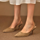 Verona Kitten Heels – Suede Slingback Kitten Heels i Neutral Tone