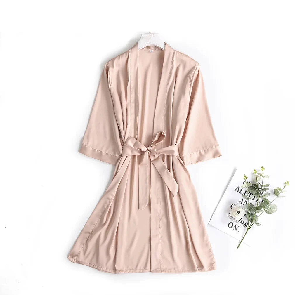 Hvid Kimono Morgenkåbe Dame | Silke Satin Bryllup Badekåbe
