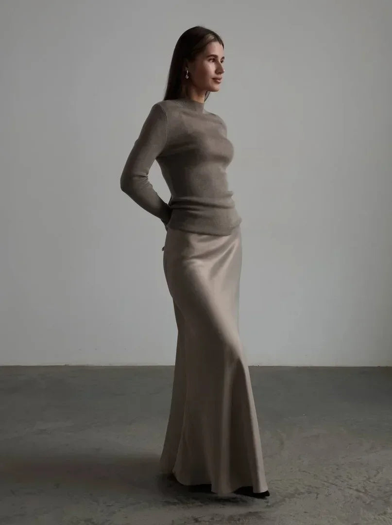 Sofie Dame Maxi Nederdel – Satin Fishtail Nederdel Høj Talje Elegant Sommerstil