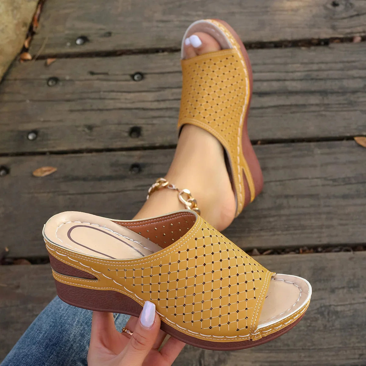 Virelle Sandaler med Hæl – Komfortable Slip-On Sandaler Dame