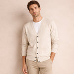 Herre cardigan med V-hals, knapper og to frontlommer