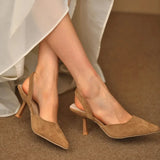 Verona Kitten Heels – Suede Slingback Kitten Heels i Neutral Tone