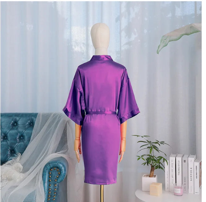 Hvid Kimono Morgenkåbe Dame | Silke Satin Bryllup Badekåbe