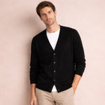 Herre cardigan med V-hals, knapper og to frontlommer