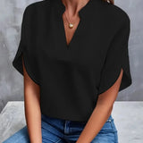 Bluse med v-hals – Flydende og elegant pasform