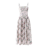 Hvid Blomster Cocktailkjole – Elegant Midi til Sommer og Fest