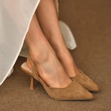 Verona Kitten Heels – Suede Slingback Kitten Heels i Neutral Tone