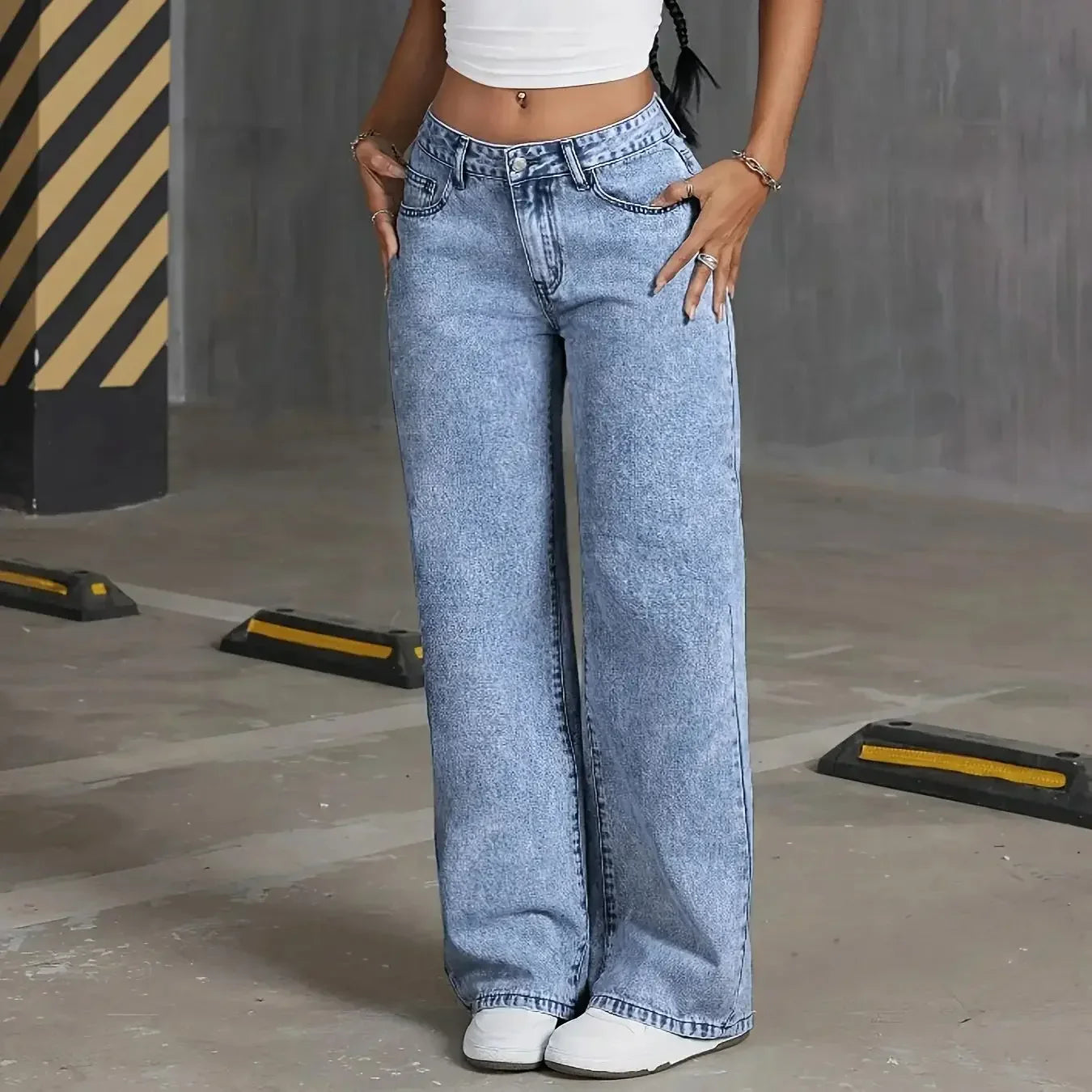 Jeans Baggy Brede Ben Høj Talje Komfortable Dame Hverdag Casual Stil – Bella