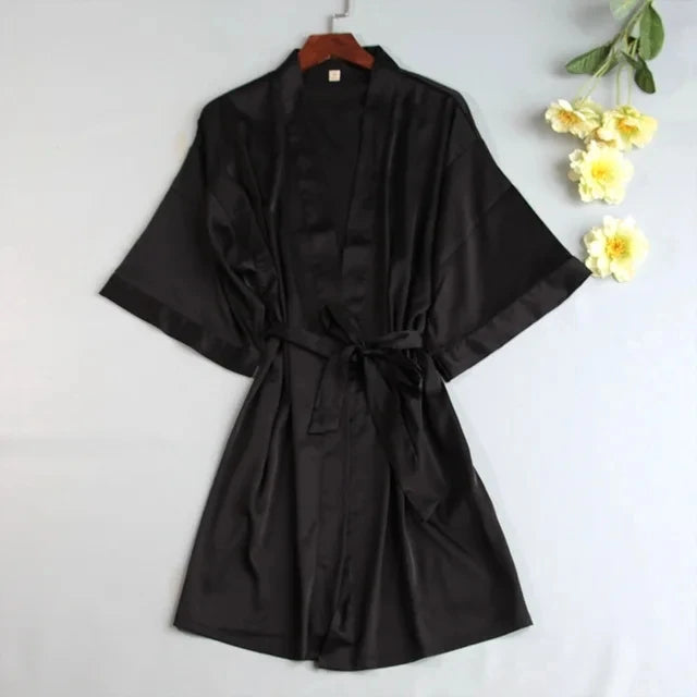 Hvid Kimono Morgenkåbe Dame | Silke Satin Bryllup Badekåbe
