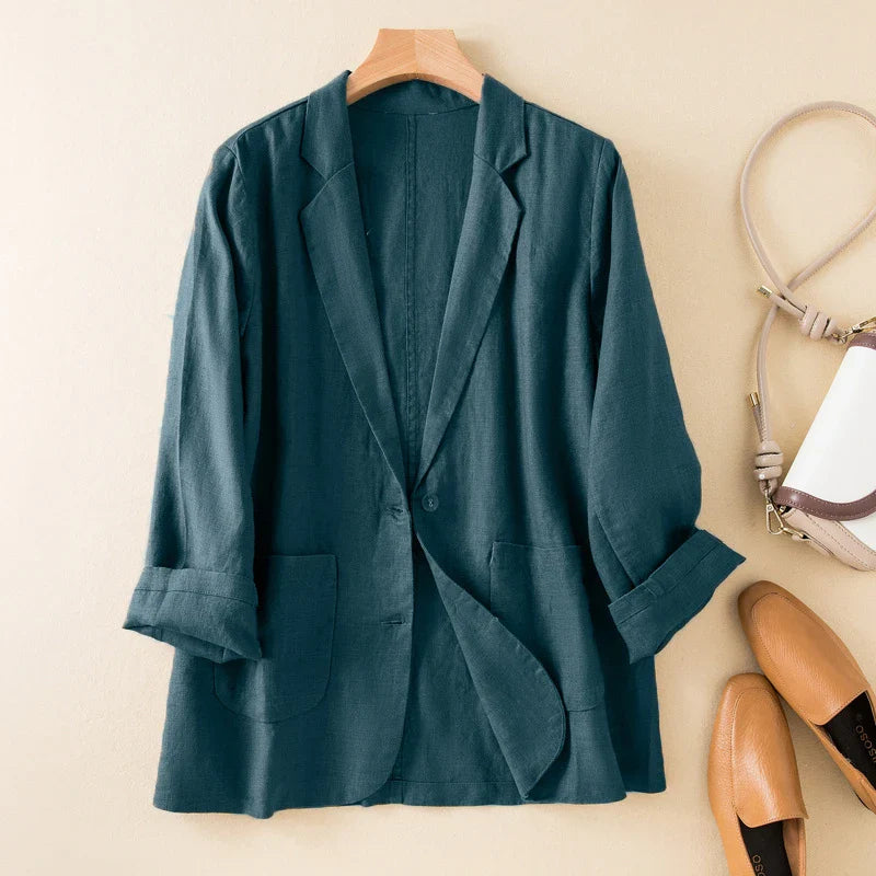 Sabrina Blazer Jakke Dame – Linned Sommer Blazer i Hør