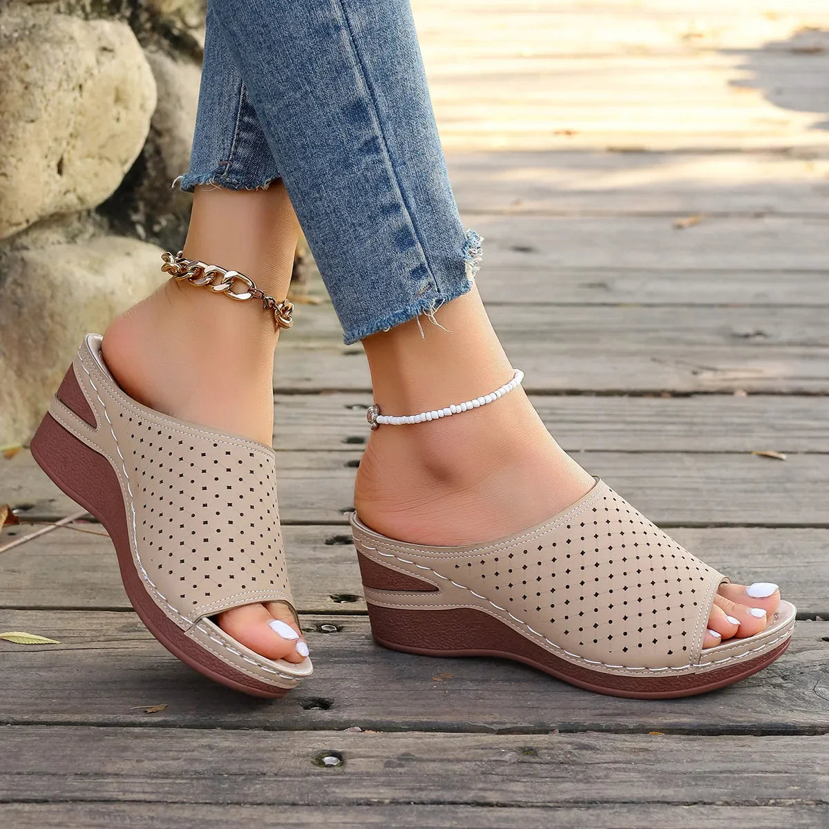 Virelle Sandaler med Hæl – Komfortable Slip-On Sandaler Dame