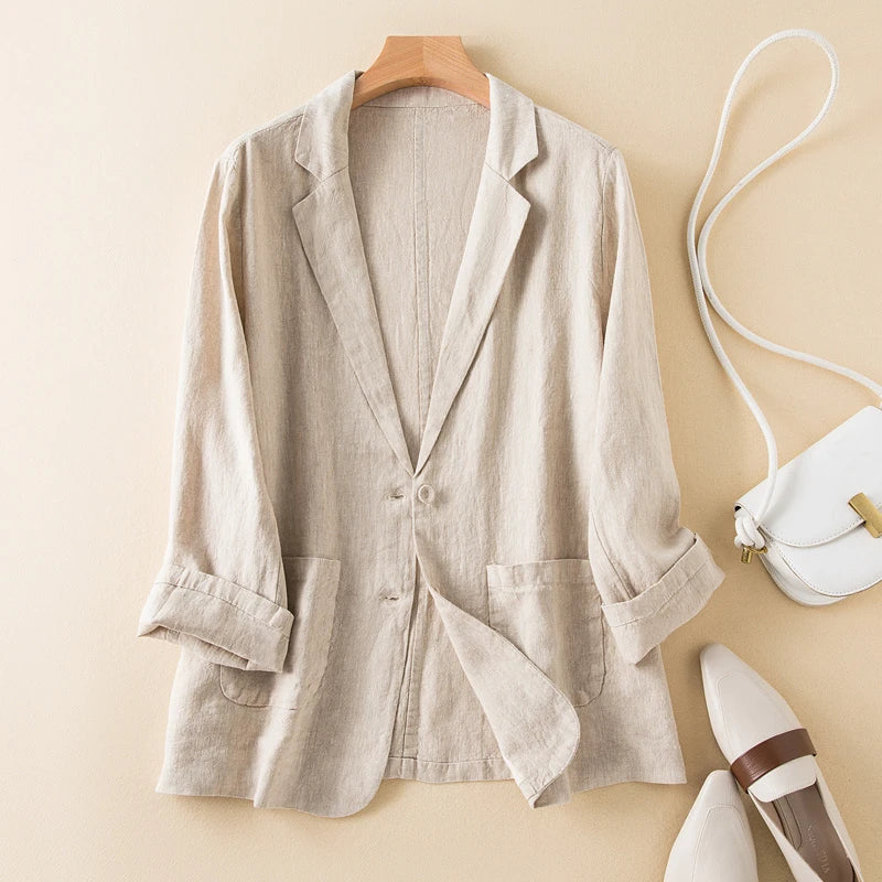 Sabrina Blazer Jakke Dame – Linned Sommer Blazer i Hør