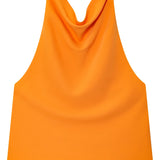 Satin Halterneck Top med Korsetdetalje – Åben Ryg Sommerbluse
