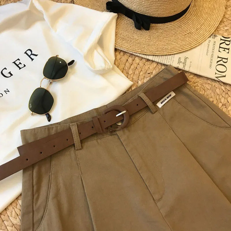 Alva Dame Shorts – Brede Ben Shorts Høj Talje Bomulds Shorts Casual Sommerstil