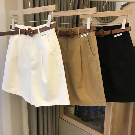 Alva Dame Shorts – Brede Ben Shorts Høj Talje Bomulds Shorts Casual Sommerstil