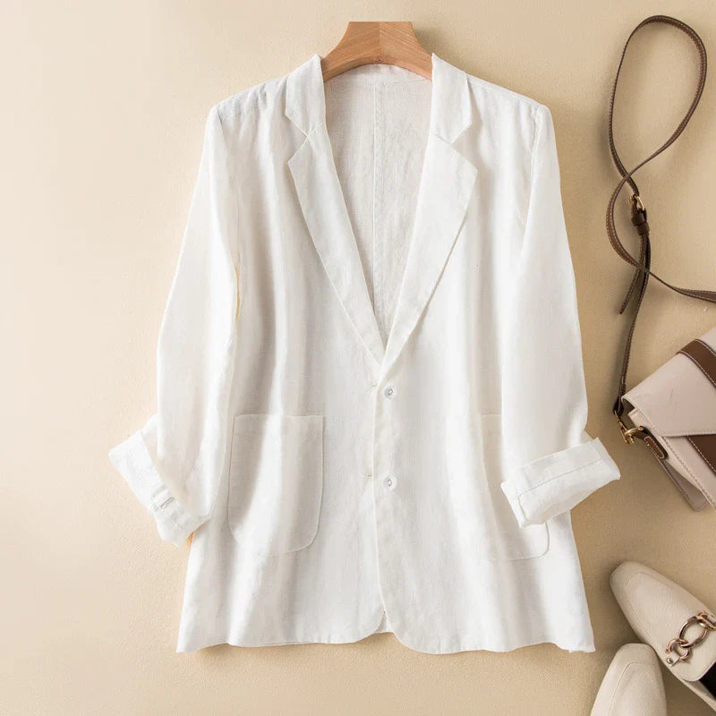 Sabrina Blazer Jakke Dame – Linned Sommer Blazer i Hør