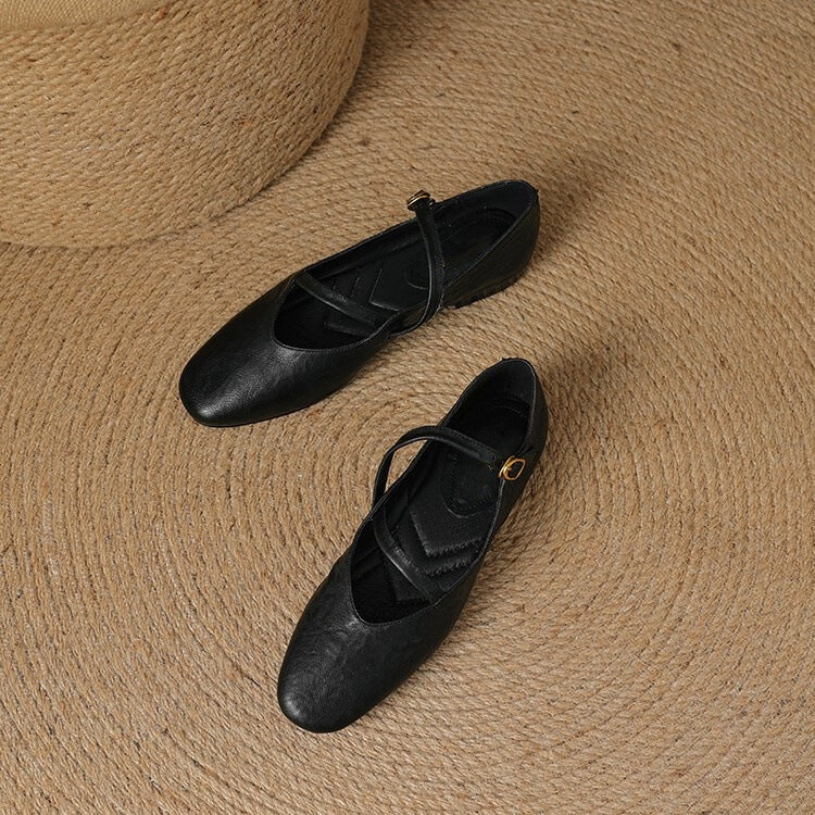 Dame Mary Jane ballerinaer med to remme og flad hæl