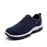 Herre slip-on sneakers i ruskindslook med kontrastsål