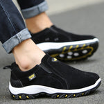 Herre slip-on sneakers i ruskindslook med kontrastsål