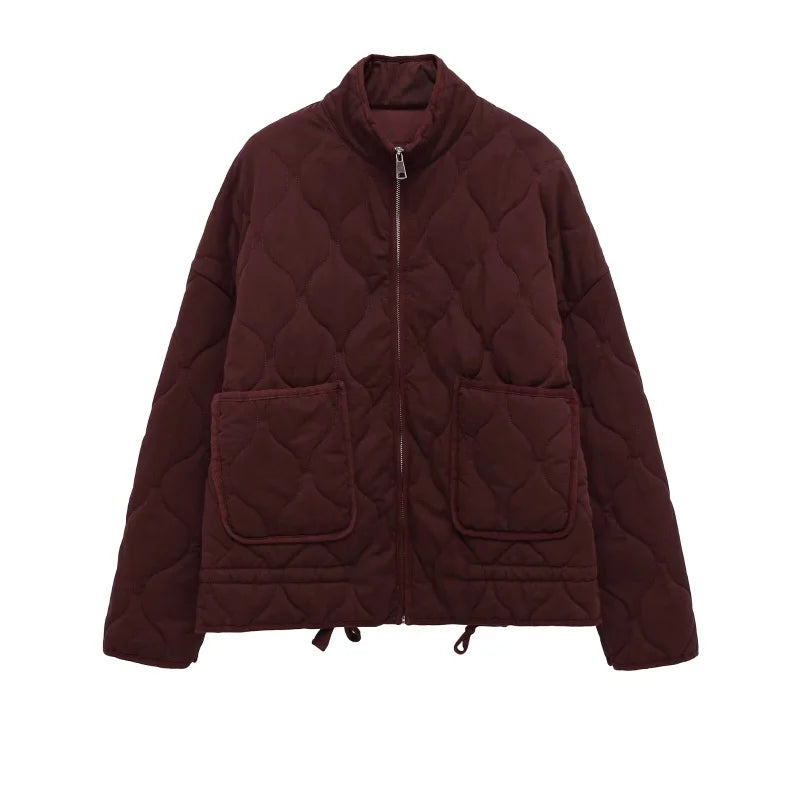 Nova Dame Fleece Quiltet Jakke – Cropped Jakke med Lynlås