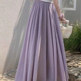 Dame Maxi Nederdel A-Line Chiffon Nederdel Høj Talje Elegant Flydende Stil