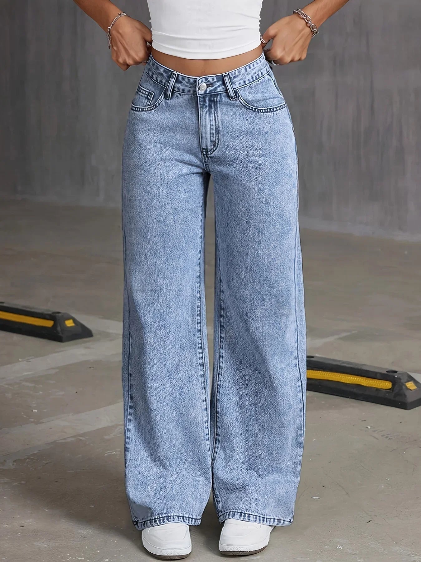 Jeans Baggy Brede Ben Høj Talje Komfortable Dame Hverdag Casual Stil – Bella