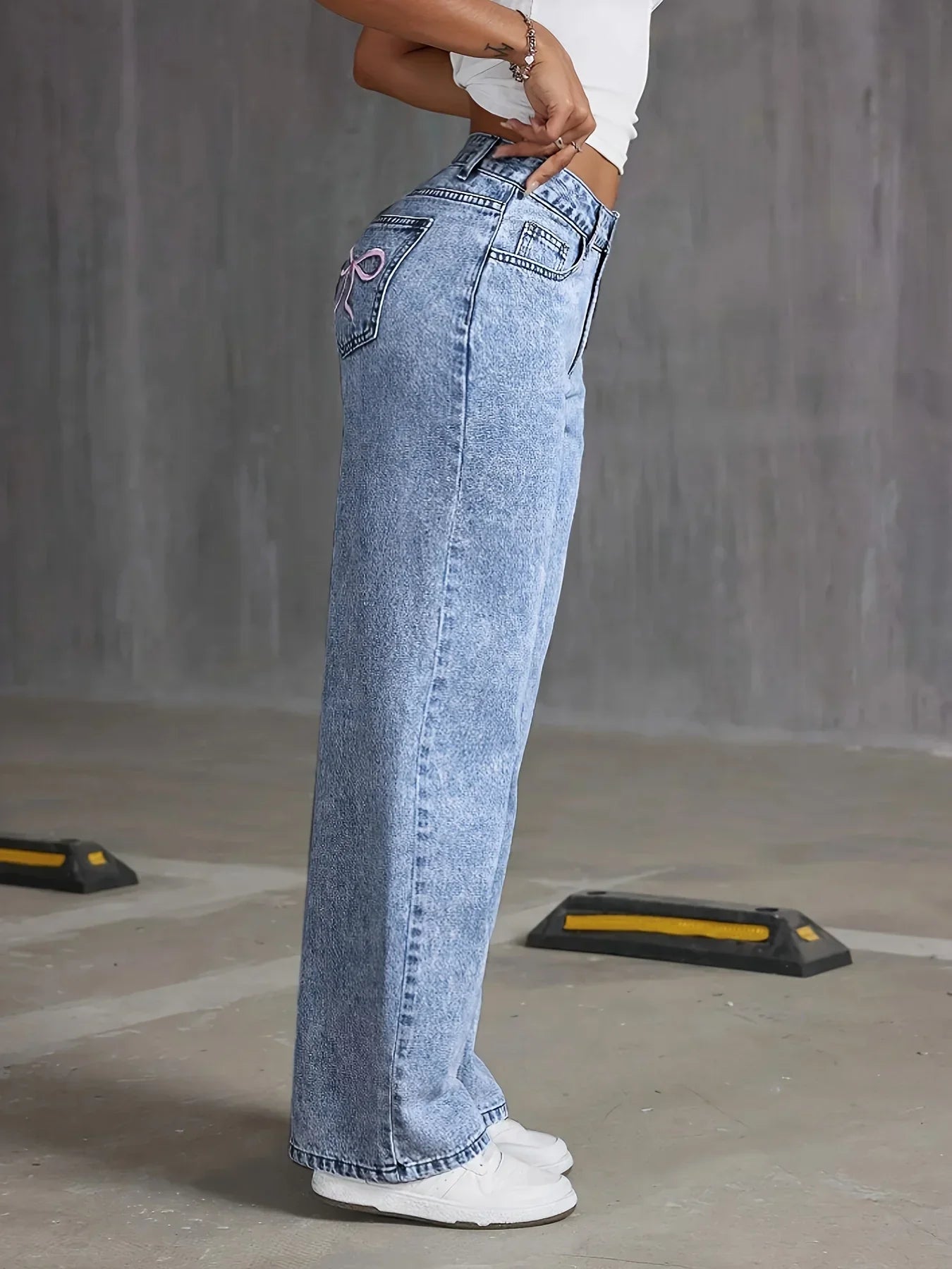 Jeans Baggy Brede Ben Høj Talje Komfortable Dame Hverdag Casual Stil – Bella
