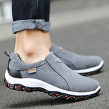 Herre slip-on sneakers i ruskindslook med kontrastsål