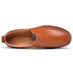 Herre loafers som slip-on med moccasinstikninger og flad profileret sål