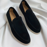 Herre mokkasiner med slip-on-design, afrundet tå og flad sål