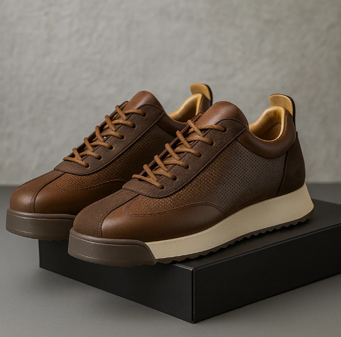 Unisex sneakers med snørebånd, rund tå og strukturerede sidepaneler