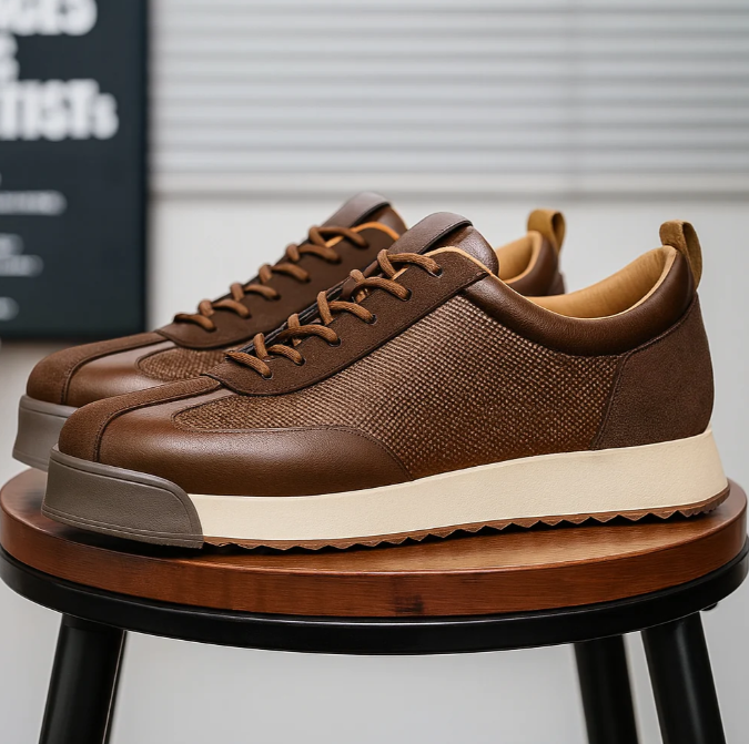 Unisex sneakers med snørebånd, rund tå og strukturerede sidepaneler